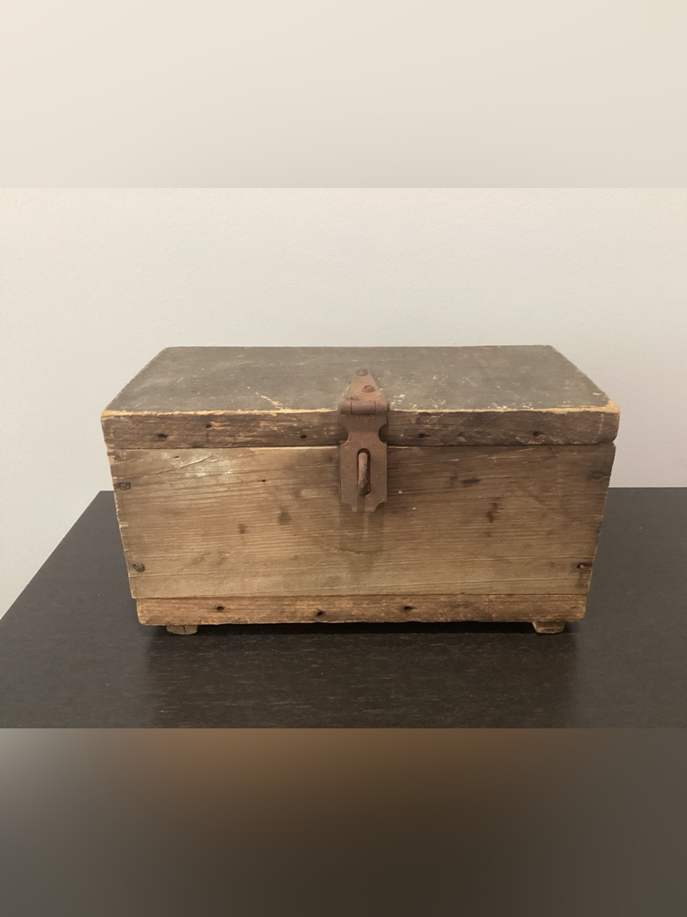 Antique Wooden Storage Box featuring a natural wood construction with a Heavily